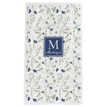 Blauwe wilde bloem waterverf monogram