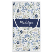 Blauwe wilde bloem waterverf monogram klein cadeauzakje (Achterkant)