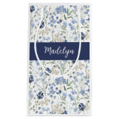 Blauwe wilde bloem waterverf monogram klein cadeauzakje (Voorkant)