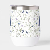 Blauwe wilde bloem waterverf monogram naam (Rechts)