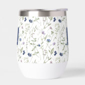 Blauwe wilde bloem waterverf monogram naam (Links)