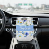 Blauwe Wilde Bloem Waterverf Monogram Naam