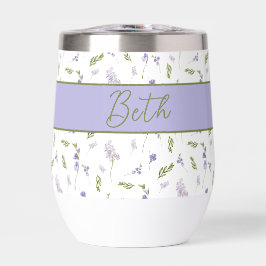 Blauwe Wilde Bloem Waterverf Monogram Naam 