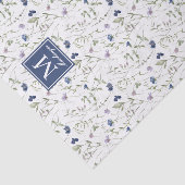 Blauwe wilde bloem waterverf monogram naam tissuepapier (Detail)