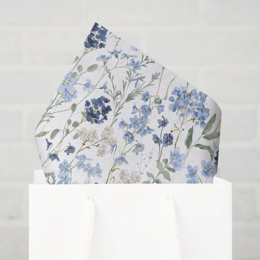 Blauwe wilde bloem waterverf tissuepapier (Cadeauzakje)
