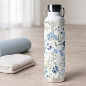 Blauwe wilde bloem waterverf waterfles