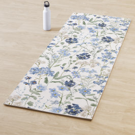 Blauwe wilde bloem waterverf yogamat