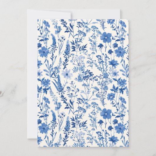  Blauwe Wilde Bloemen 50e Verjaardagsfeest Kaart (Achterkant)