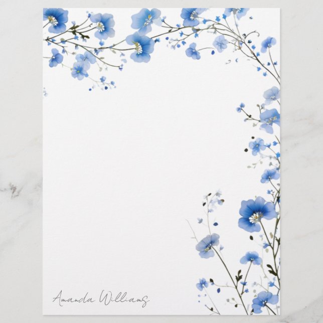Blauwe wilde bloemen bloem briefhoofd (Voorkant)