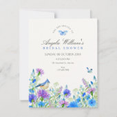 Blauwe wilde bloemen bruidsshower kaart (Voorkant)