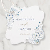 blauwe wilde bloemen bruiloft bedankjes labels (Voorkant)