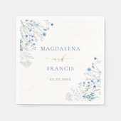 blauwe wilde bloemen bruiloft servet (Voorkant)