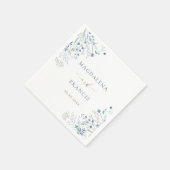 blauwe wilde bloemen bruiloft servet (Hoek)