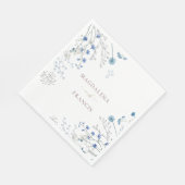 blauwe wilde bloemen bruiloft servet (Hoek)