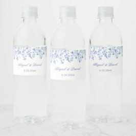 Blauwe Wilde Bloemen Bruiloft Waterfles Etiket
