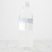 Blauwe Wilde Bloemen Bruiloft Waterfles Etiket (Achterkant)
