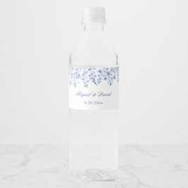 Blauwe Wilde Bloemen Bruiloft Waterfles Etiket