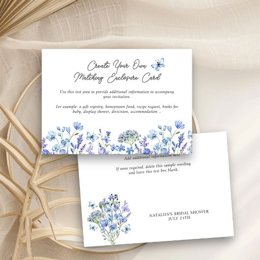 Blauwe Wilde Bloemen Delicate Bloemensprei Informatiekaartje