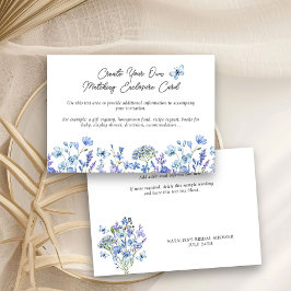 Blauwe Wilde Bloemen Delicate Bloemensprei Informatiekaartje