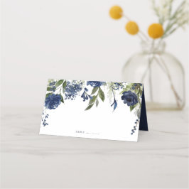 Blauwe Wilde Bloemen en Groene Huwelijksdecoratie Plaatskaartje