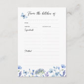 Blauwe Wilde Bloemen Fijne Bloemige Receptkaart Informatiekaartje (Voorkant)