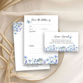 Blauwe Wilde Bloemen Fijne Bloemreceptkaart Informatiekaartje