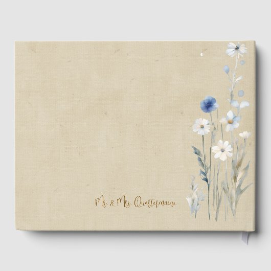 Blauwe wilde bloemen gastenboek (Achterkant)