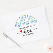 Blauwe wilde bloemen Handgemaakt met liefde Ronde Sticker (Envelop)
