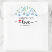 Blauwe wilde bloemen Handgemaakt met liefde Ronde Sticker (Tas)