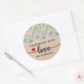 Blauwe wilde bloemen Handgemaakt met Love Classic Ronde Sticker (Envelop)