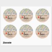 Blauwe wilde bloemen Handgemaakt met Love Classic Ronde Sticker (Vel)