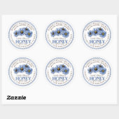 Blauwe wilde bloemen honingwijn Sticker wit (Vel)
