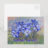 Blauwe wilde bloemen in een veldeffectschildering briefkaart (Voorkant / Achterkant)
