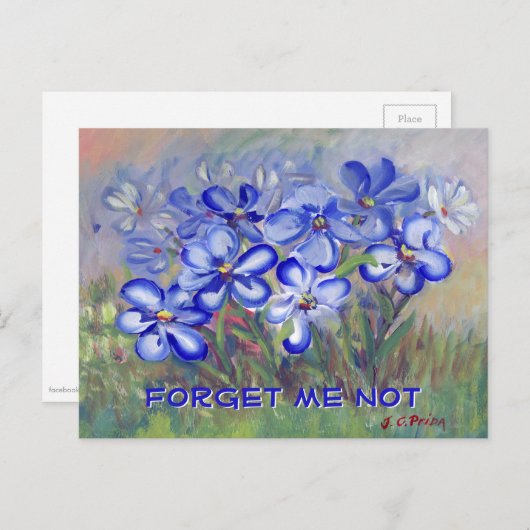 Blauwe wilde bloemen in een veldeffectschildering briefkaart (Voorkant / Achterkant)