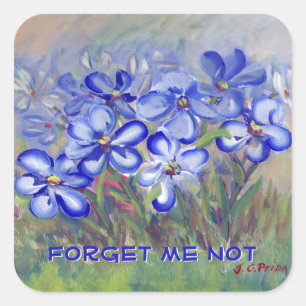Blauwe wilde bloemen in een veldeffectschildering vierkante sticker