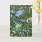 Blauwe wilde bloemen kaart (Gele Bloem)