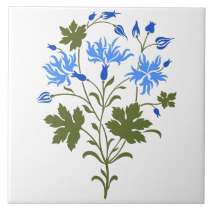Blauwe wilde bloemen keramische tegel tegeltje