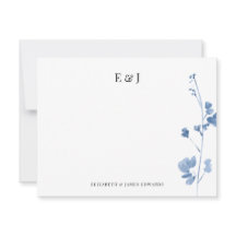 Blauwe Wilde Bloemen Klassieke Elegante Koppel Ini