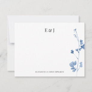Blauwe Wilde Bloemen Klassieke Elegante Koppel Ini Notitiekaartje