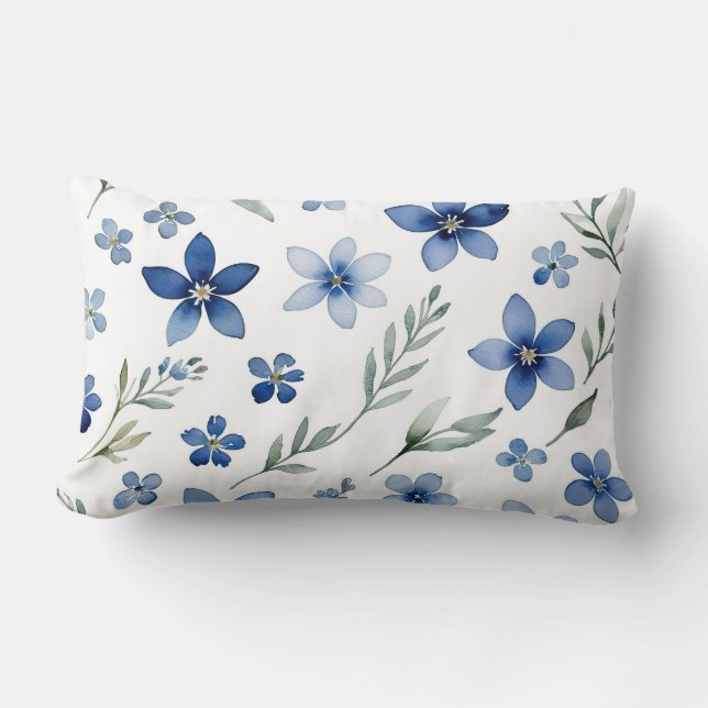 Blauwe wilde bloemen kussen (Voorkant)