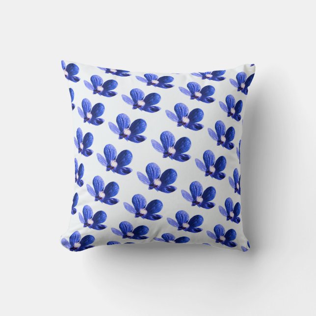 Blauwe wilde bloemen kussen (Voorkant)
