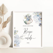 Blauwe wilde bloemen laat je receptkaart hier acht poster