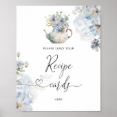 Blauwe wilde bloemen laat je receptkaart hier acht poster (Voorkant)