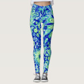 Blauwe wilde bloemen Leggings (Voorkant)