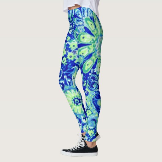 Blauwe wilde bloemen Leggings (Links)
