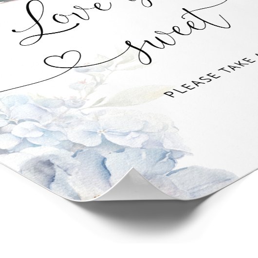 Blauwe wilde bloemen Liefde is zoet neem een trakt Poster (Hoek)