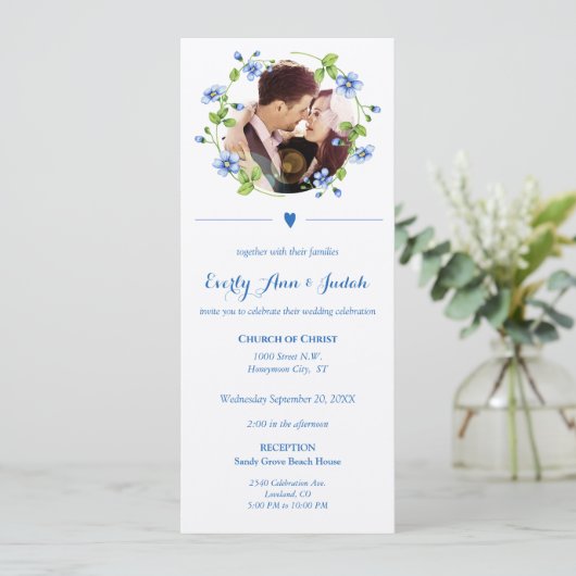 Blauwe wilde bloemen met grote bruiloft (Staand voorkant)