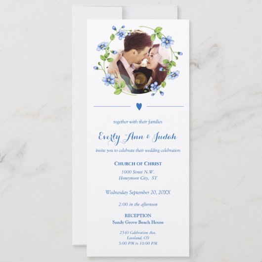 Blauwe wilde bloemen met grote bruiloft (Voorkant)