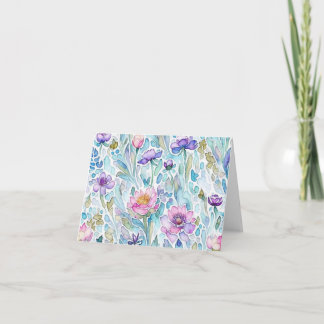 Blauwe Wilde Bloemen Mix Vouwkaart Kaart