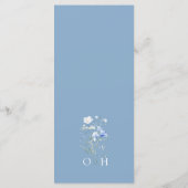 Blauwe Wilde Bloemen Monogram Trouw Menu (Achterkant)